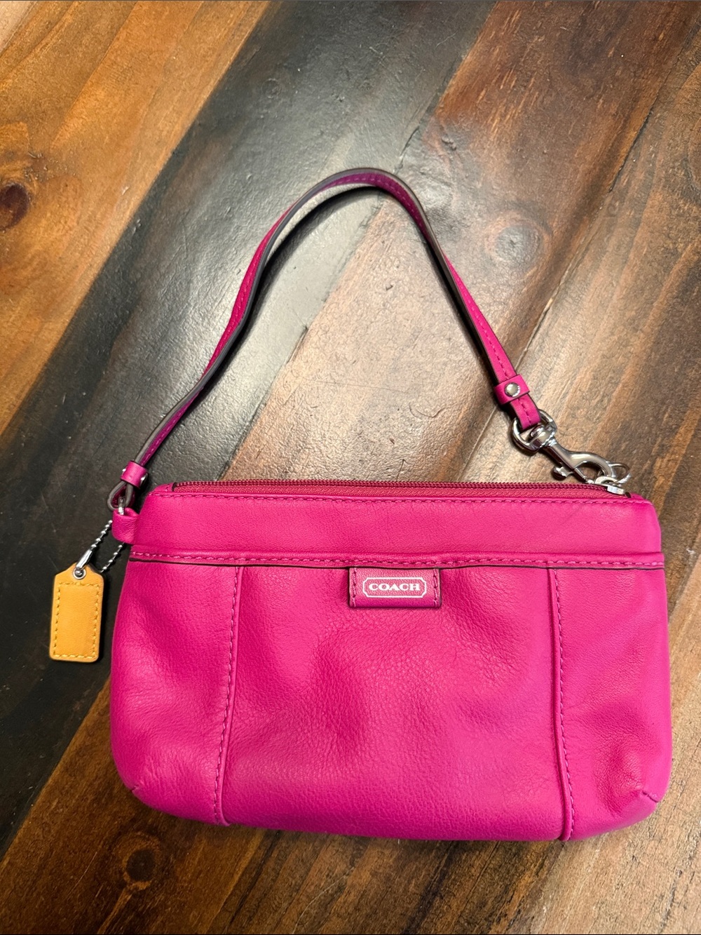 Coach Hot Pink Leather Wristlet NWOT